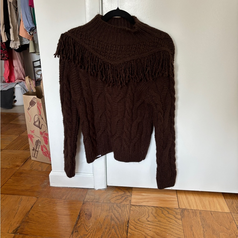 NWOT mango brown chunky knit sweater